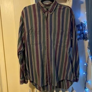 eddie bauer dark toned button down long sleeve shirt